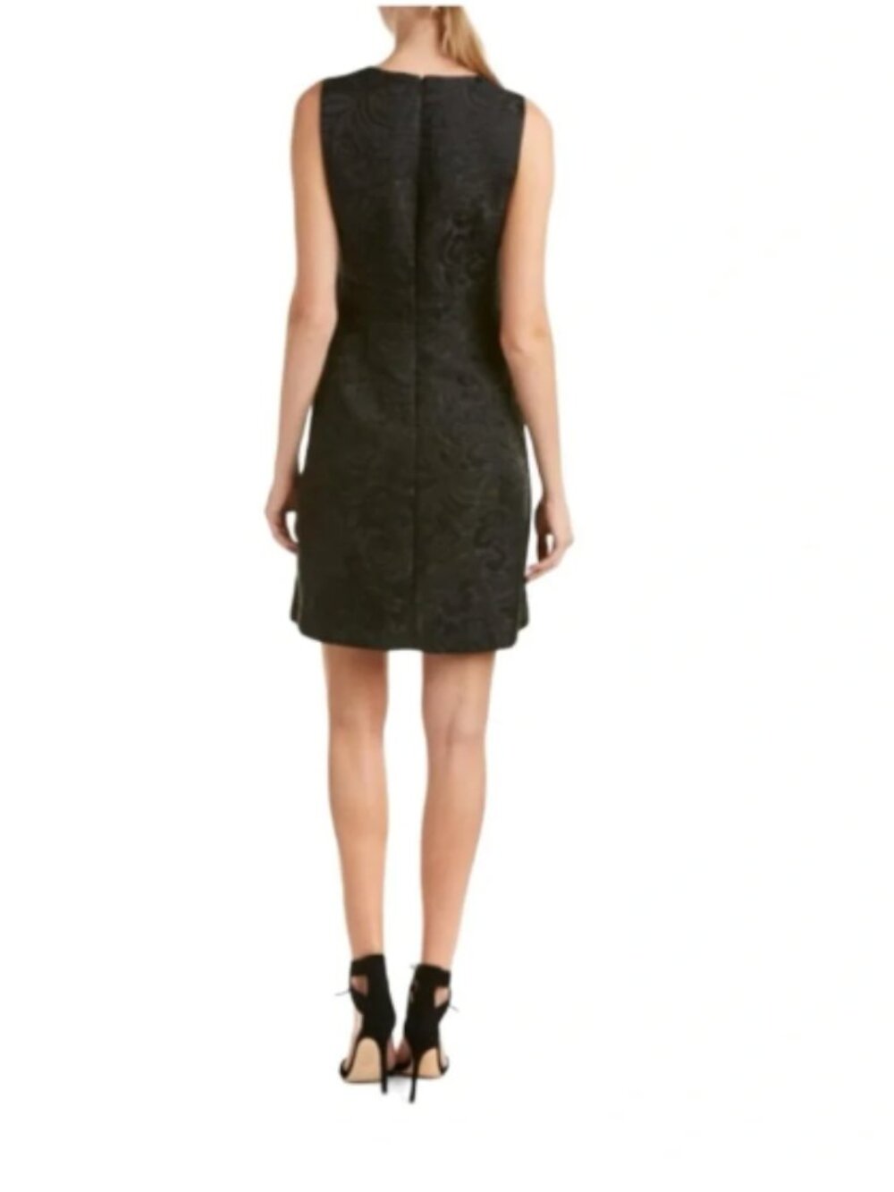 THEORY Raneid Black Floral Jacquard A-Line Sleeveless Dress, Size 4 - Picture 2 of 9